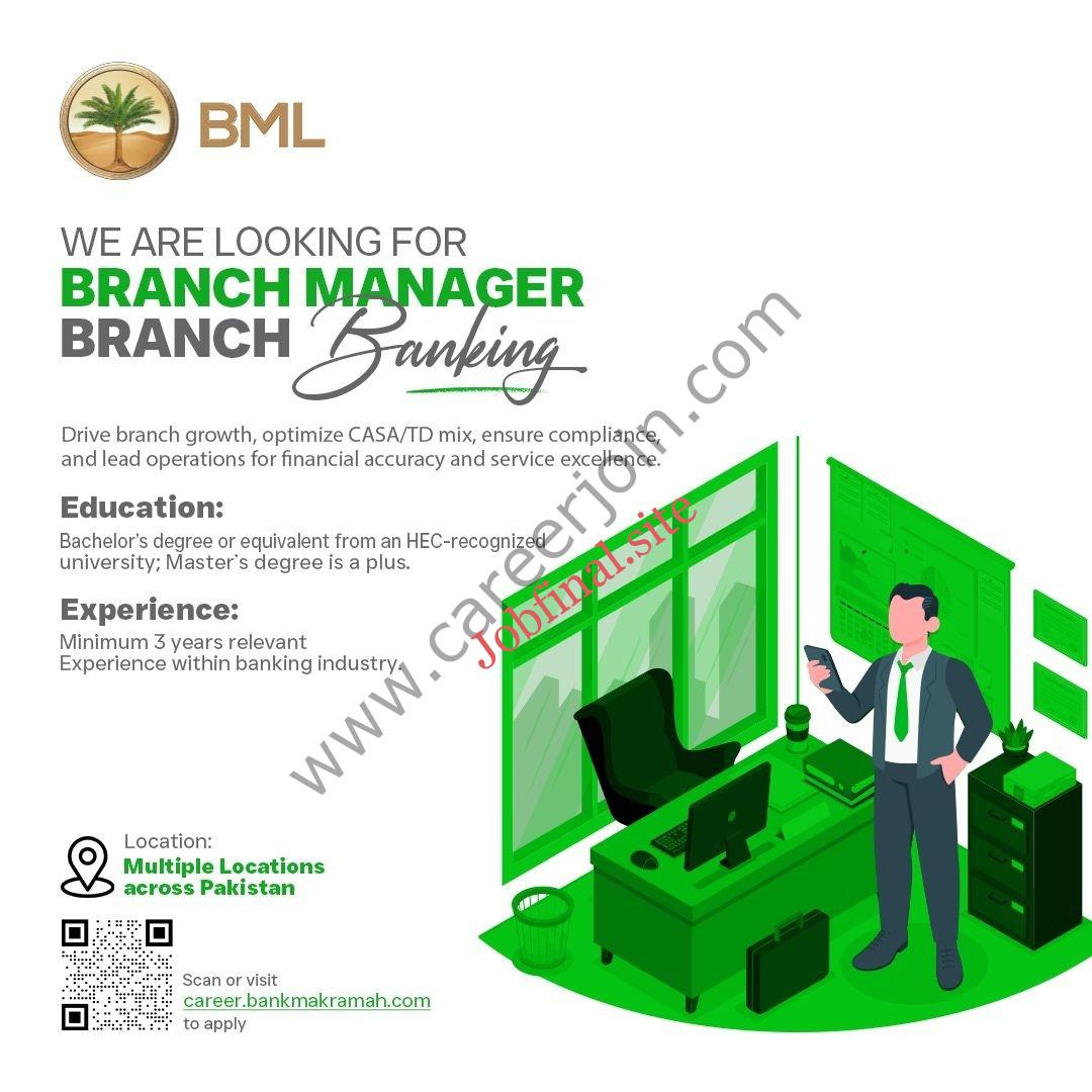 Bank Makramah Limited BML Jobs Branch Manager