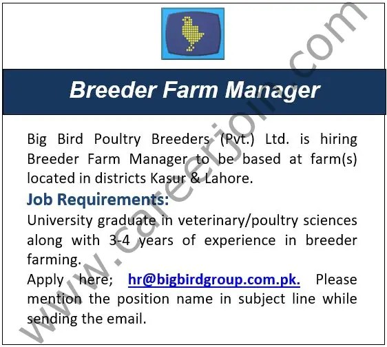 Bigbird Group Jobs Breeder Farm Manager