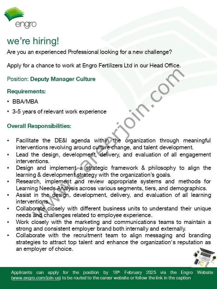 Engro Corporation Jobs Deputy Manager (DM) Culture