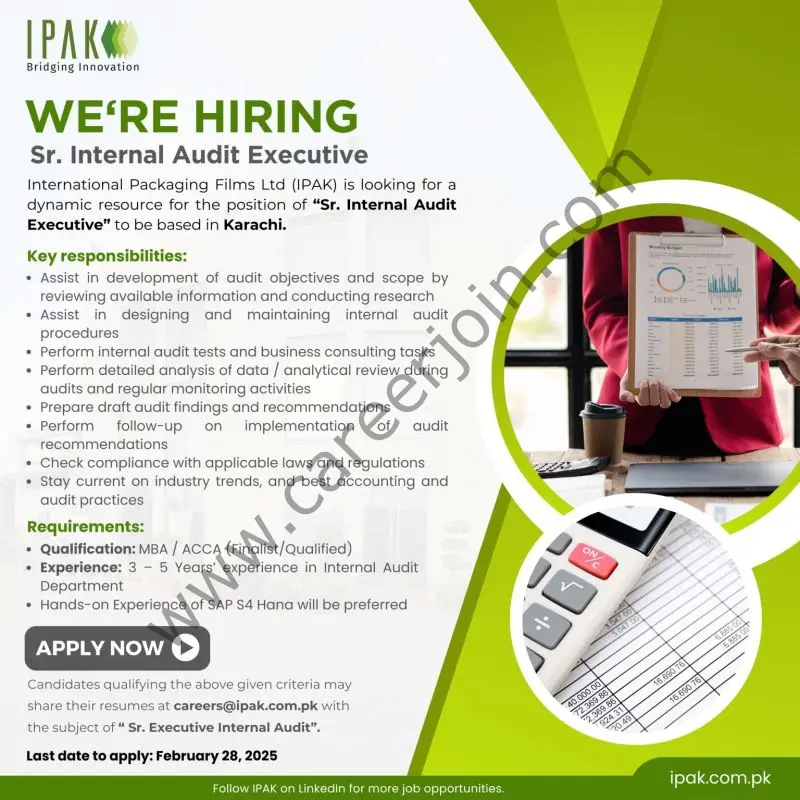 International Packaging Films Limited IPAK Jobs Sr Internal Audit Executive