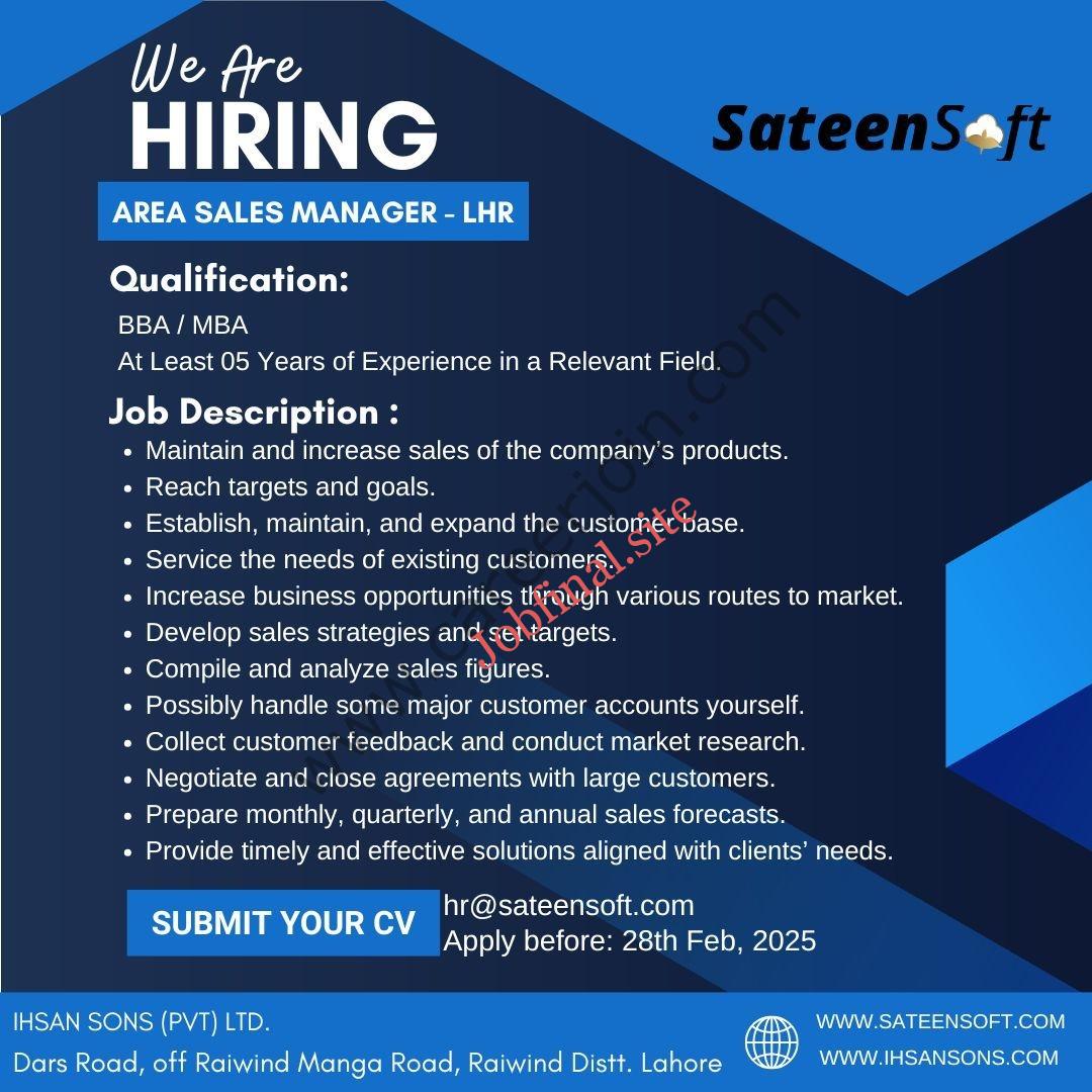 Ihsan Sons Jobs Area Sales Manager