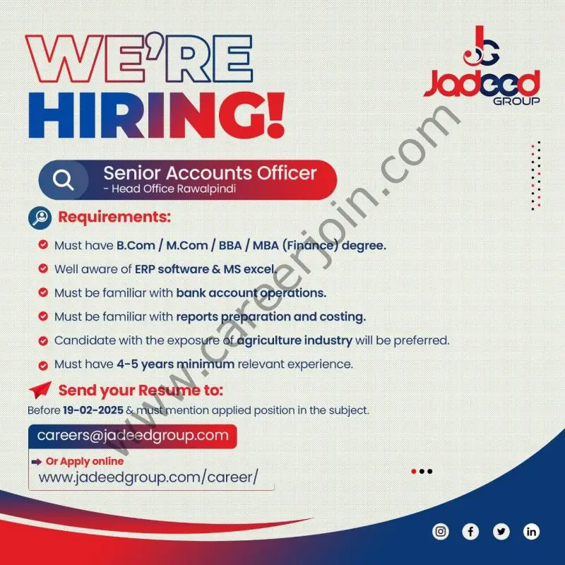 Jadeed Group Of Companies Jobs Sr Accounts Officer