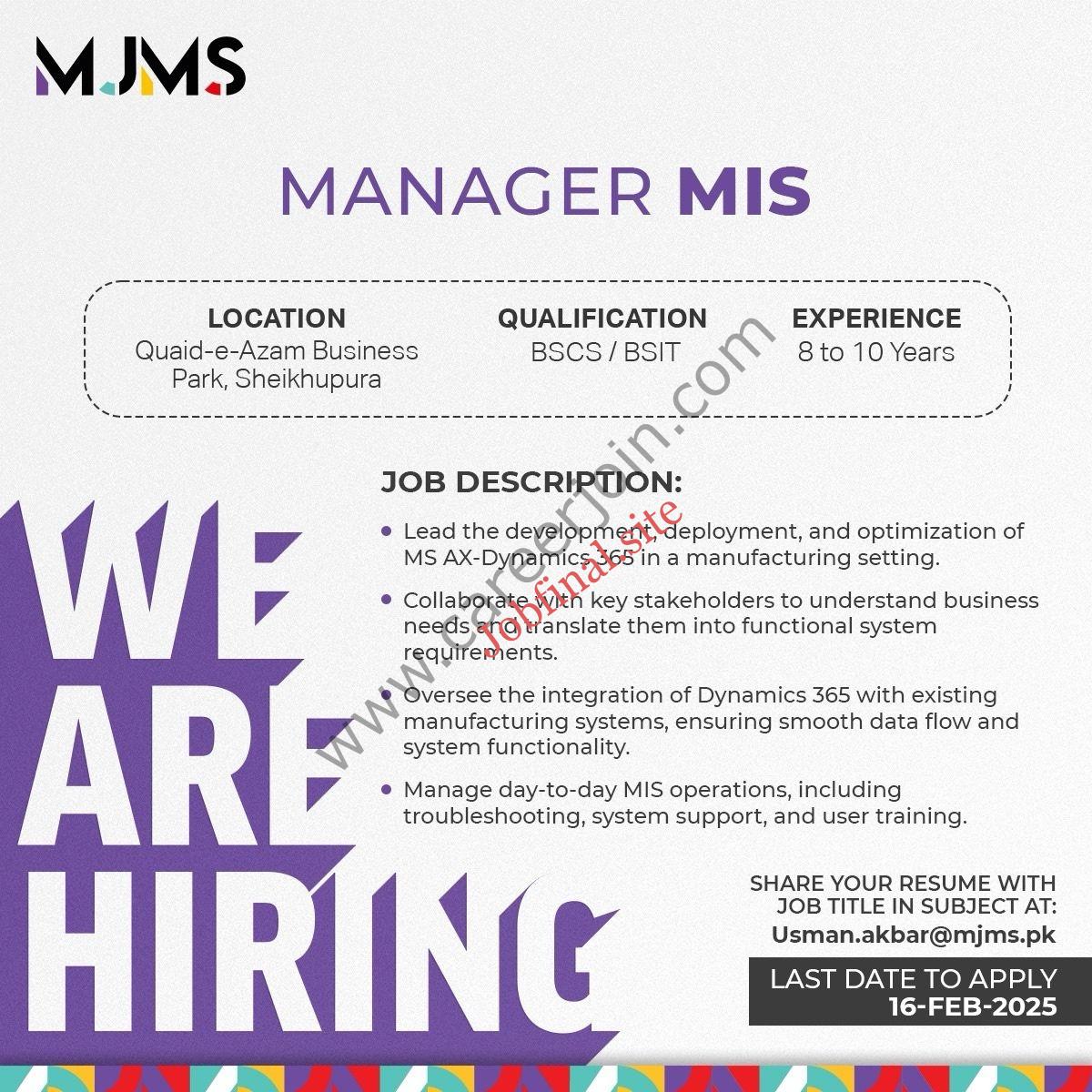 MJMS Pvt Ltd Jobs February 2025