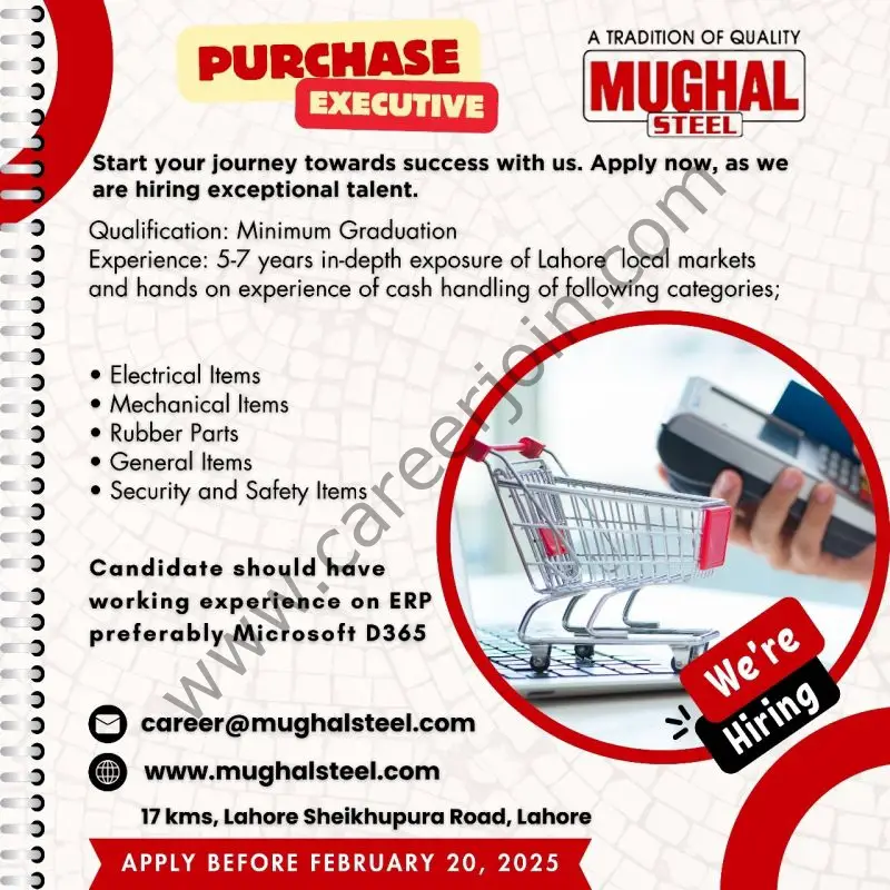 Mughal Steel Jobs Purchase Executive