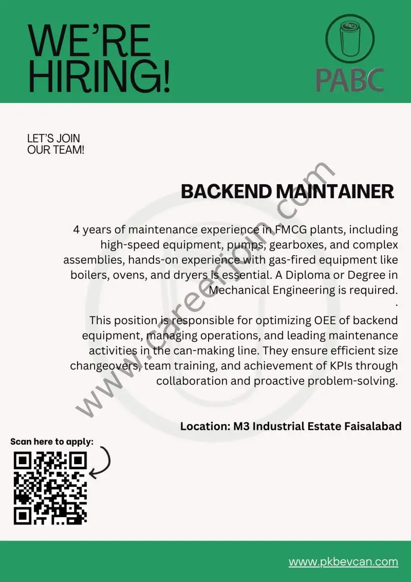 Pakistan Aluminium Beverages & Cans Ltd PABC Jobs Backend Maintainer