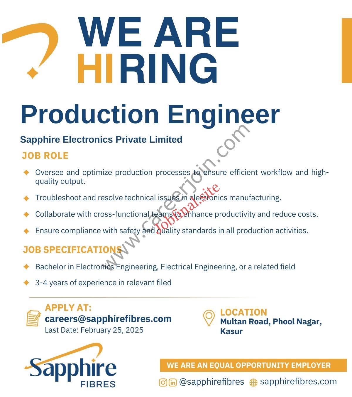 Sapphire Electronics Private Limited Jobs Production Engineer