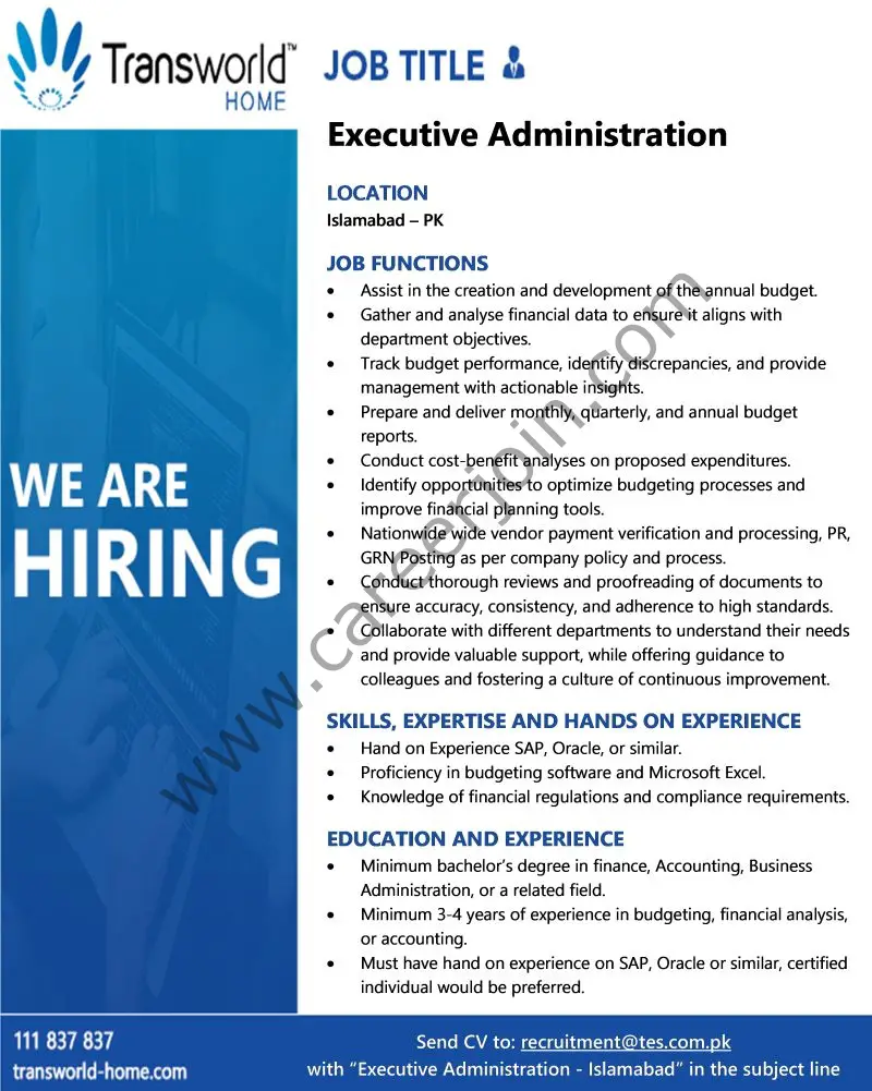 Transworld Home Jobs Executive Administration