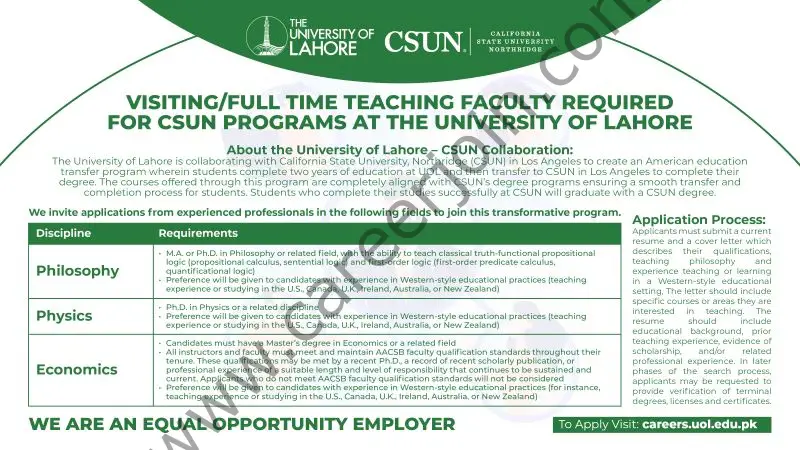 The University Of Lahore Jobs February 2025