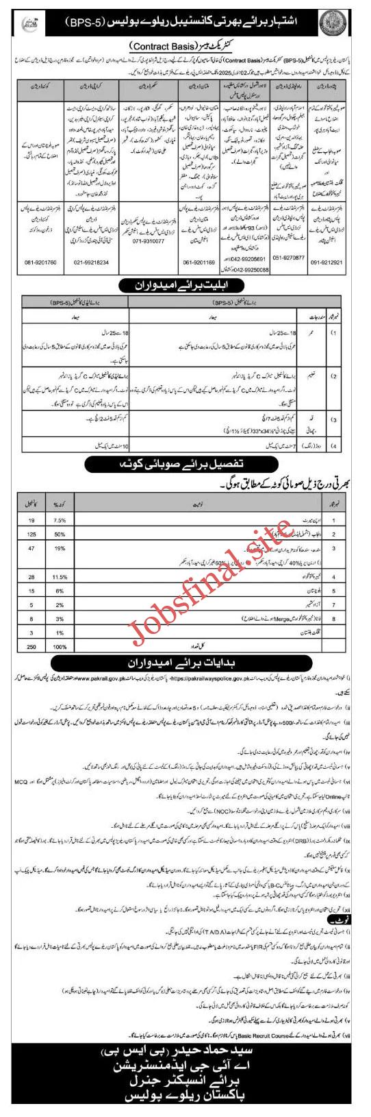 Pakistan Railways Constables Jobs For Males & Females